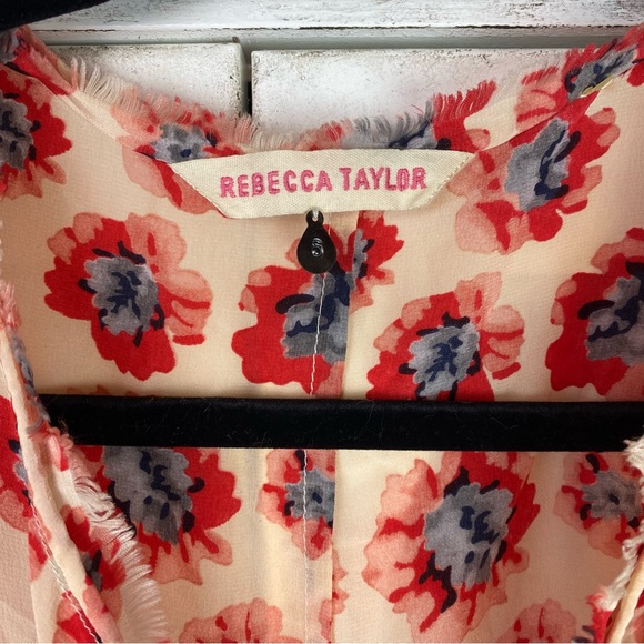 Rebecca Taylor Boho 100% Silk Floral Pink Red Oversized Flowy Tunic Blouse 6 - Picture 8 of 8